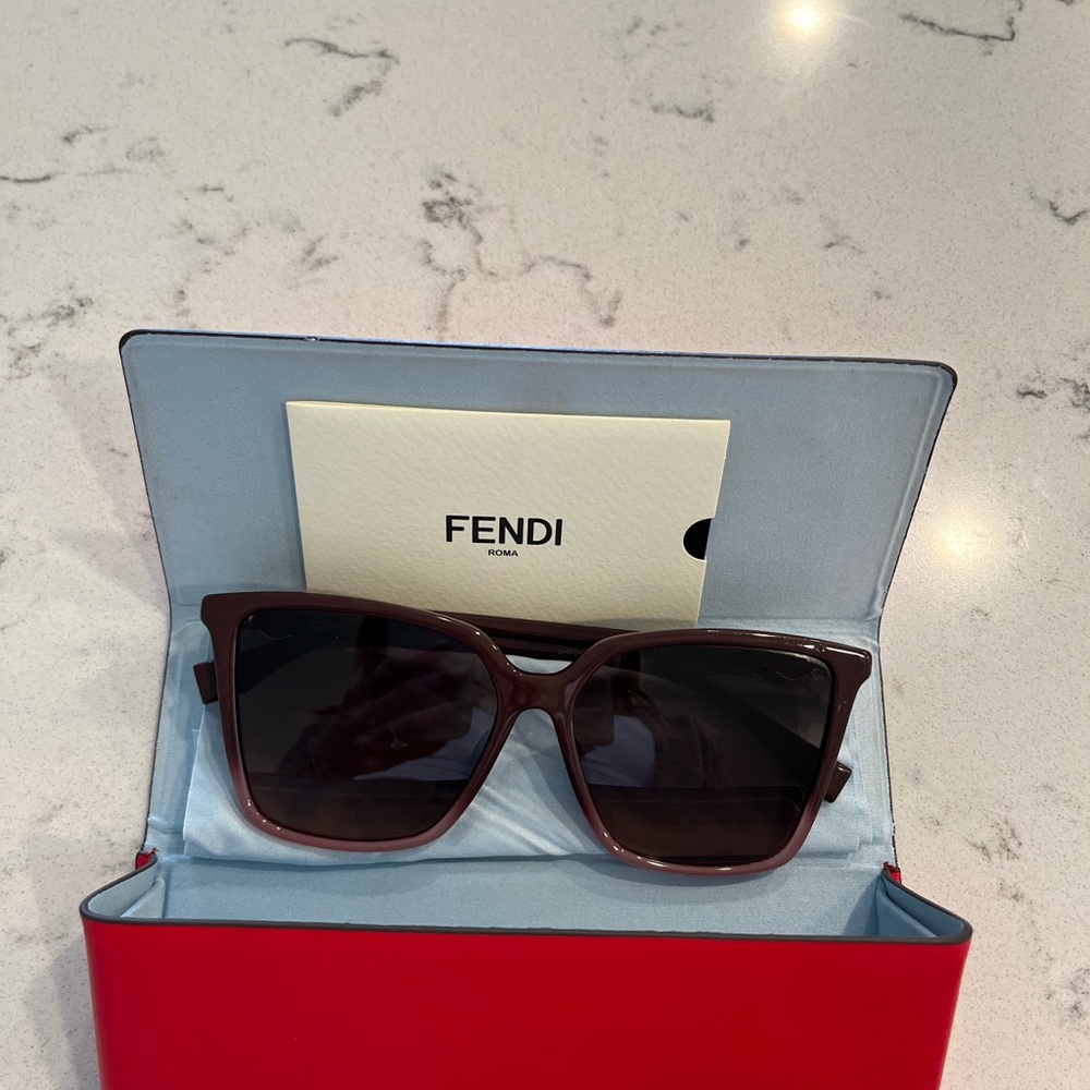 Fendi Brown Rectangular Sunglasses Classic Design